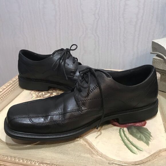 Clarks Black Leather Newman Bicycle Toe Oxfords Sz 11 - Picture 4 of 15